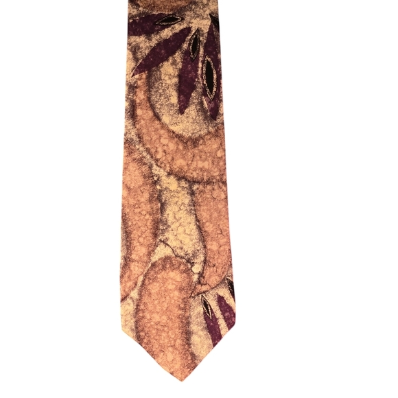 Vintage Halston III Necktie 100% silk Textured, Marbled Pattern Abstract Art - Picture 3 of 8